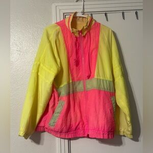 80’s Neon Windbreaker- Yellow and Pink Raincoat